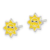 Sterling Silver Sunshine Enamel Post Earrings with Polished Finish and Anti-Tarnish Coating